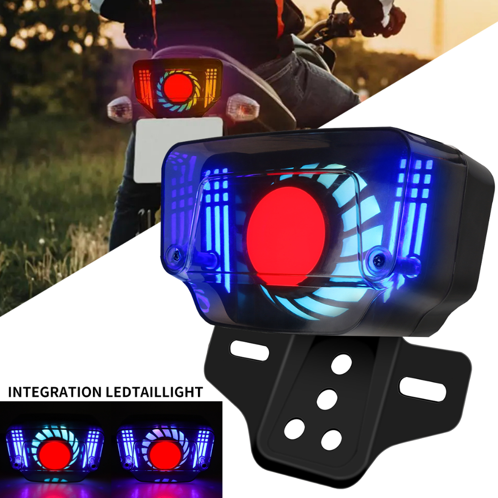 Lampu Belakang Motor RGB Angel Eye Lampu Peringatan Ekor Lampu Sein Lampu Rem Lampu LED untuk Motor 