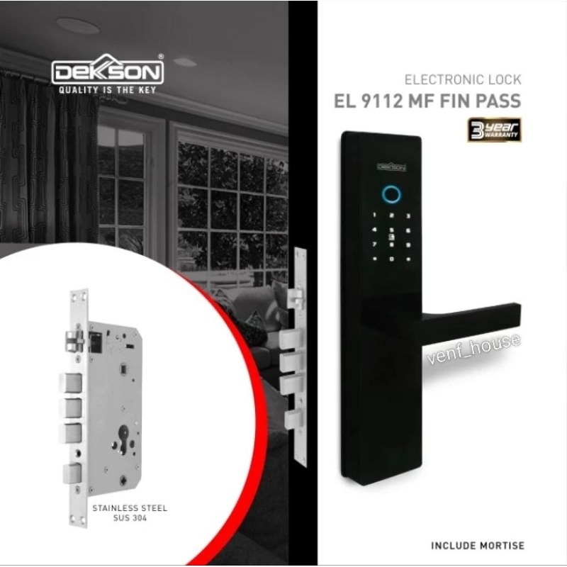 Electronic Lock Dekkson EL 9112 MF FIN PASS BLACK *