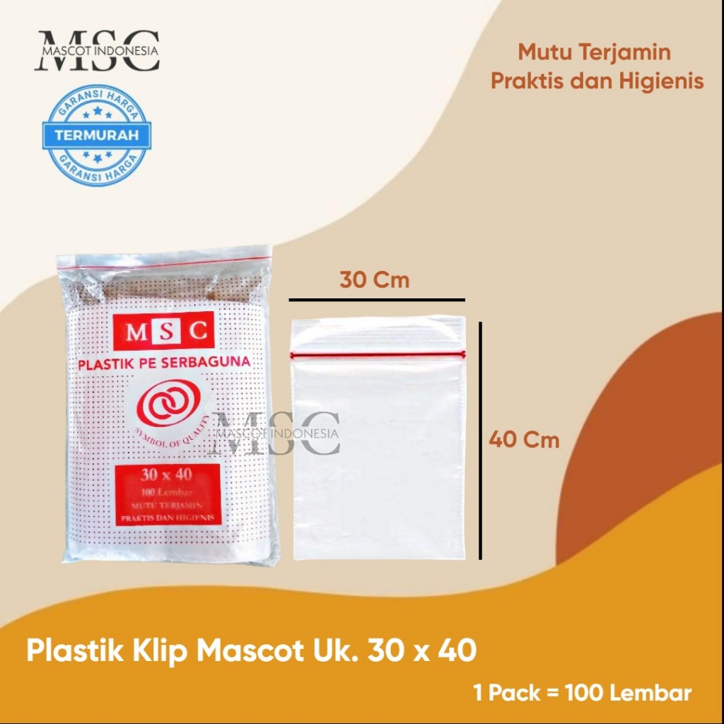 Plastik Klip MASCOT Uk, 30 X 40 | Klip Plastik Bening Uk. 30 X 40