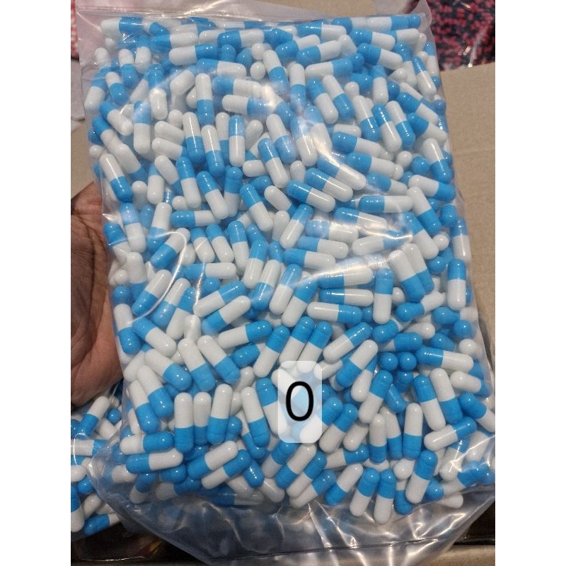 cangkang kapsul No 0 / kapsul kosong ukuran 0 warna biru putih