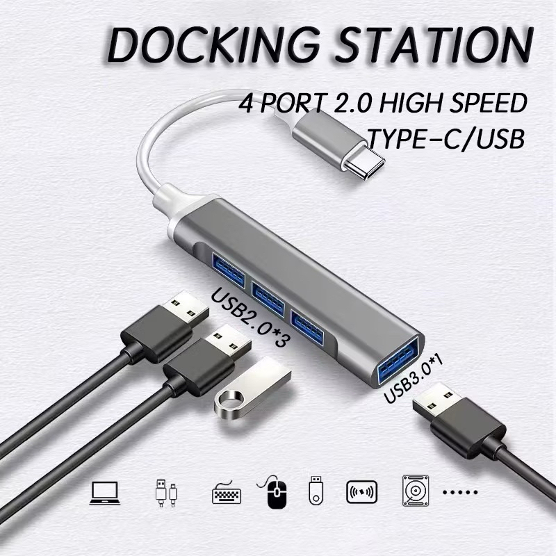 USB Hub Type C 3.0 4 Port Hub Splitter Aluminium