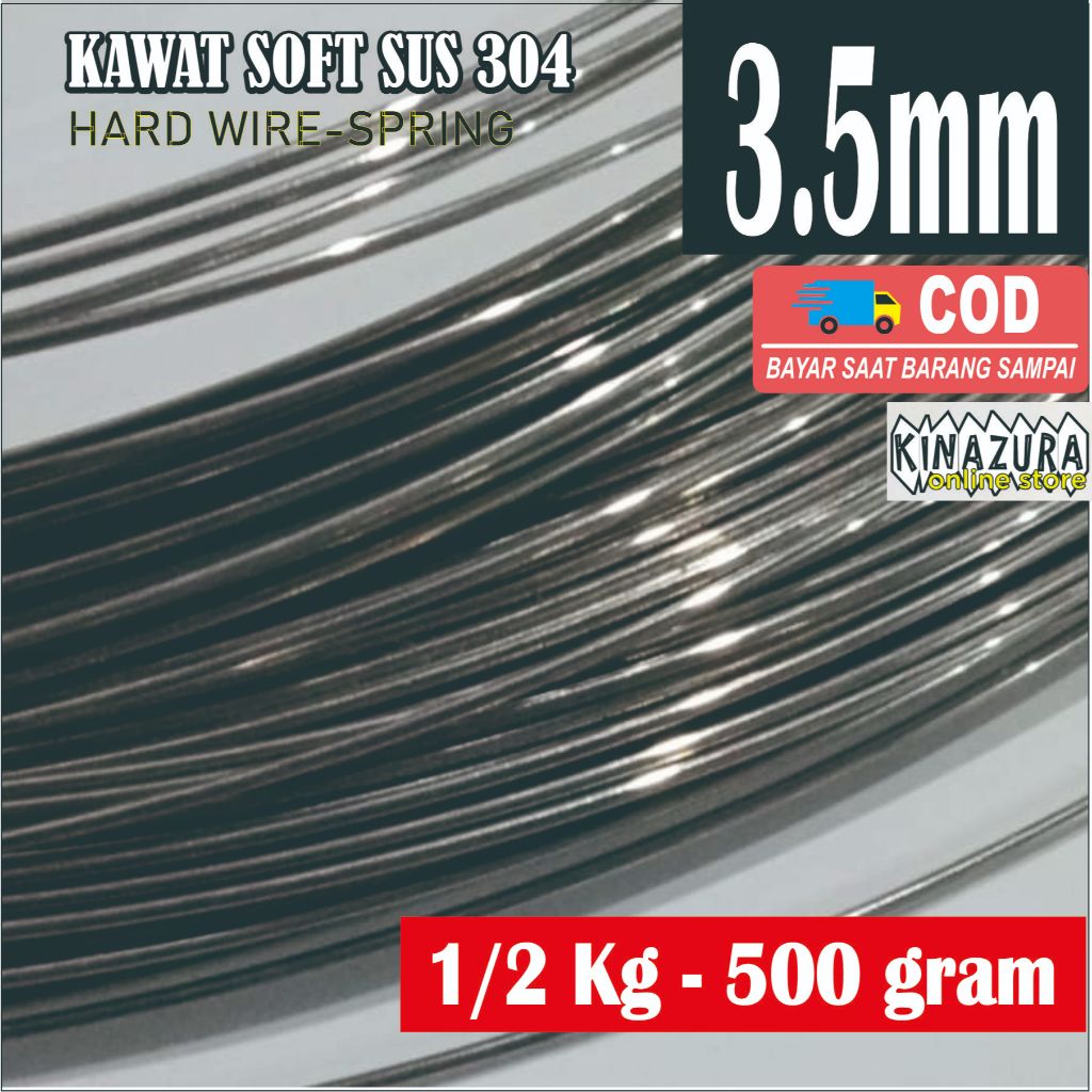 Kawat Stainless / Kawat Stenlis 304 Hard 3.5 mm 500 Gram 1/2 Kilogram Kaku Spring