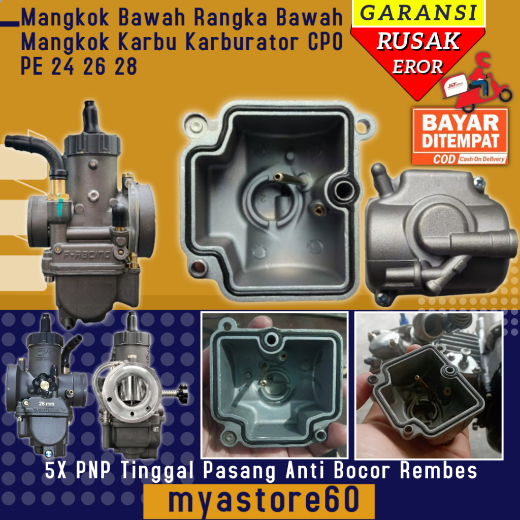 Mangkok Mangkuk Tampungan Bensin Body Bawah Penampung Bengsin Karbu Karburator CPO PE 24 26 28 CPO P