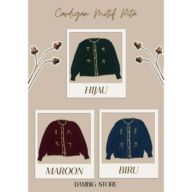 Cardigan Rajut / Cardigan Knit Wanita Motif Pita