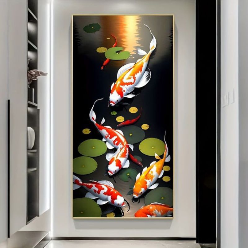 lukisan ikan koi fengsui original handmade art painting