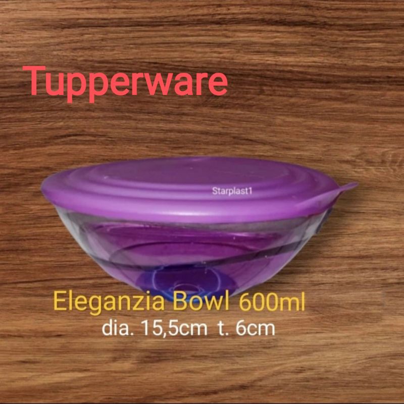 Eleganzia Bowl Tupperware 600ml Mangkok Ungu bening