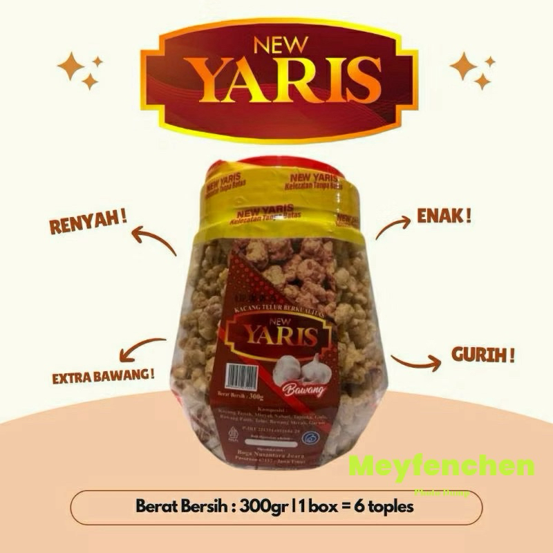 

Kacang Telur Bawang New Yaris HALAL | Kacang Goreng Telor Cap Yaris Toples @300grm