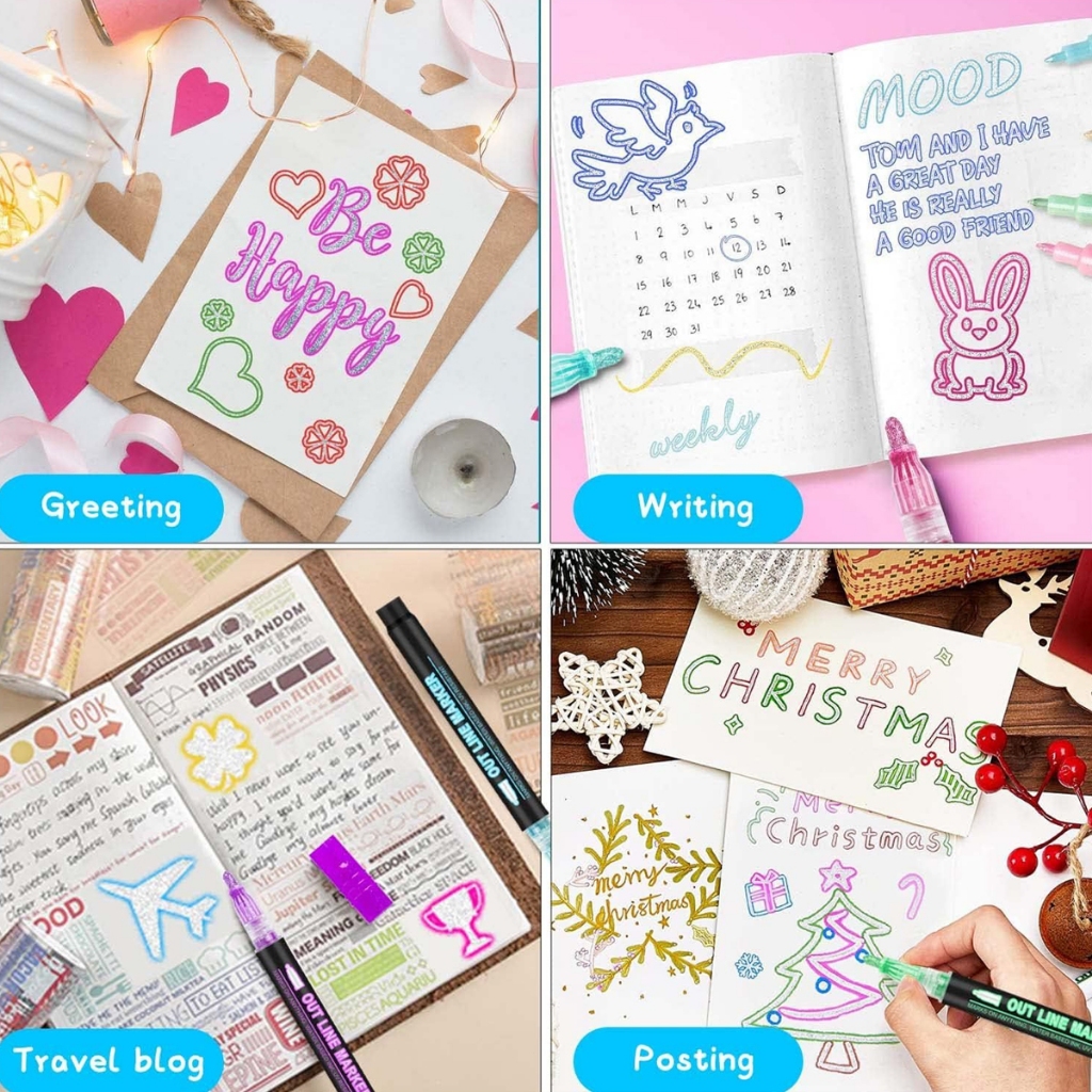 

Ay00! [DOTDING] SPIDOL AWC DOUBLE LINE Tinta Metalik 8-48 Warna, Untuk Graffiti, Planner & Sekolah