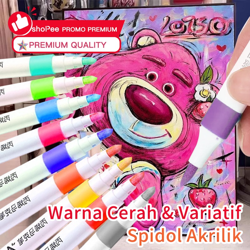 

Acrylic Marker Set Spidol Akrilik DIY Painting Spidol Pastel Drawing Warna 12/18/24/36/48 Colors