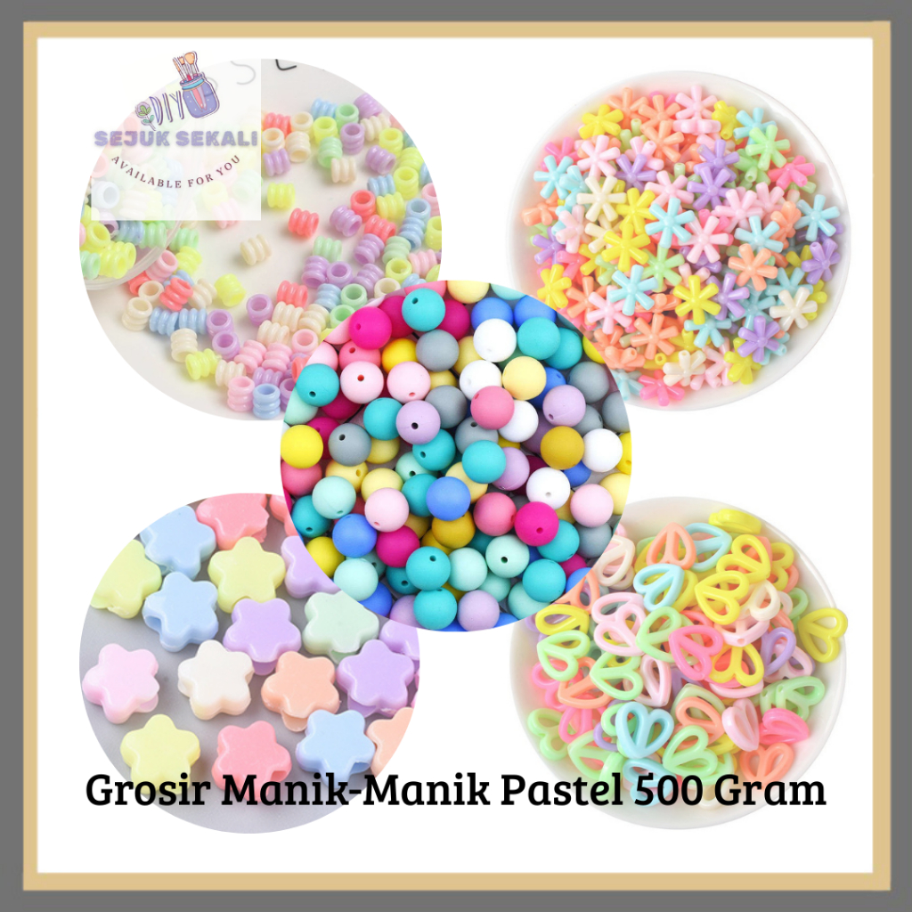 Grosir Manik-Manik Pastel 500 Gram