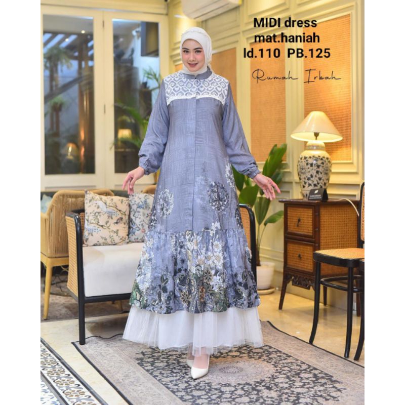 Midi Dress Mat Katun Haniah / Midi Dress Busui Friendly / Midi Dress Hangout