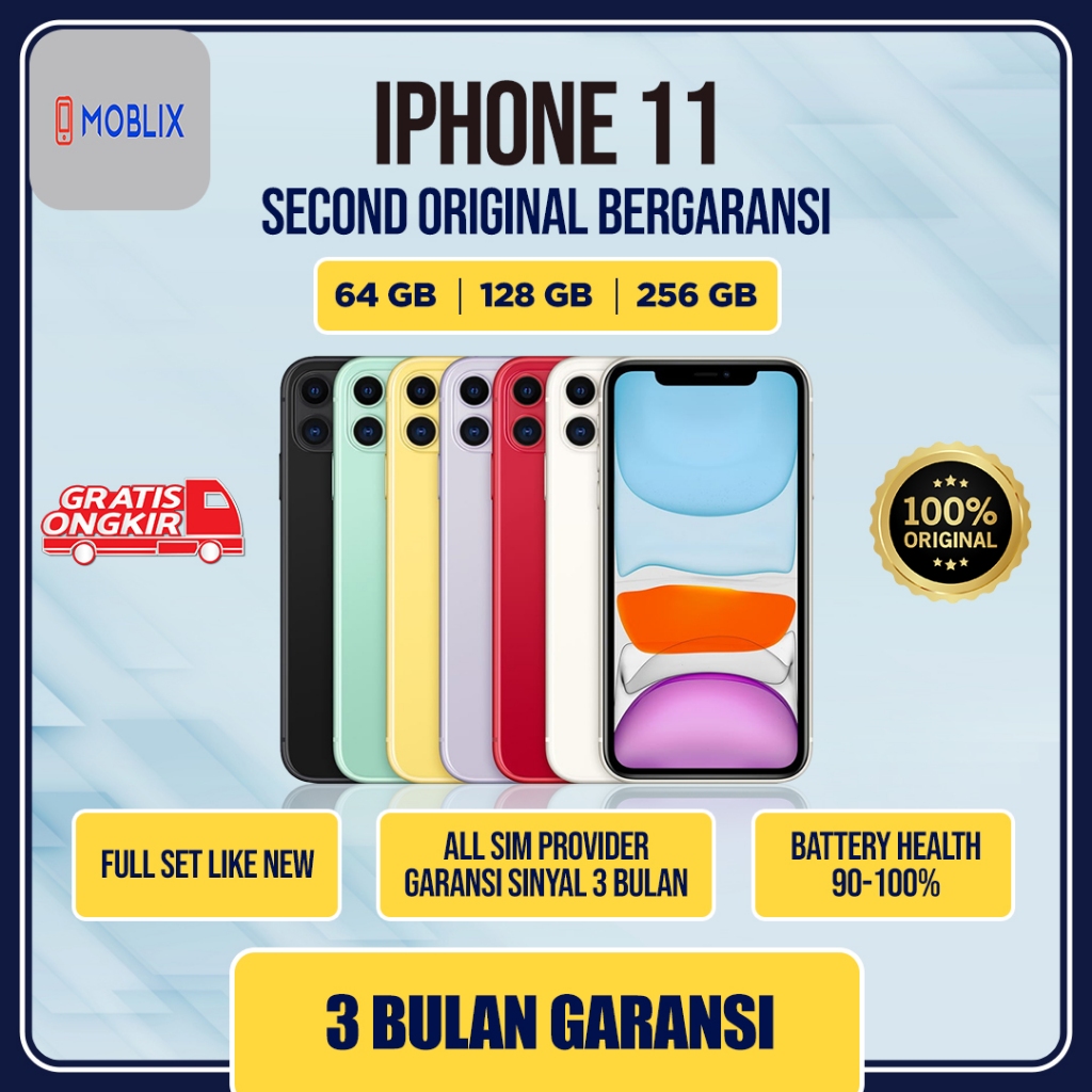 IPHONE 11 64GB/128GB SECOND BEKAS ORIGINAL FULLSET EX INTER GARANSI IMEI 3 BULAN WARNA UNGU