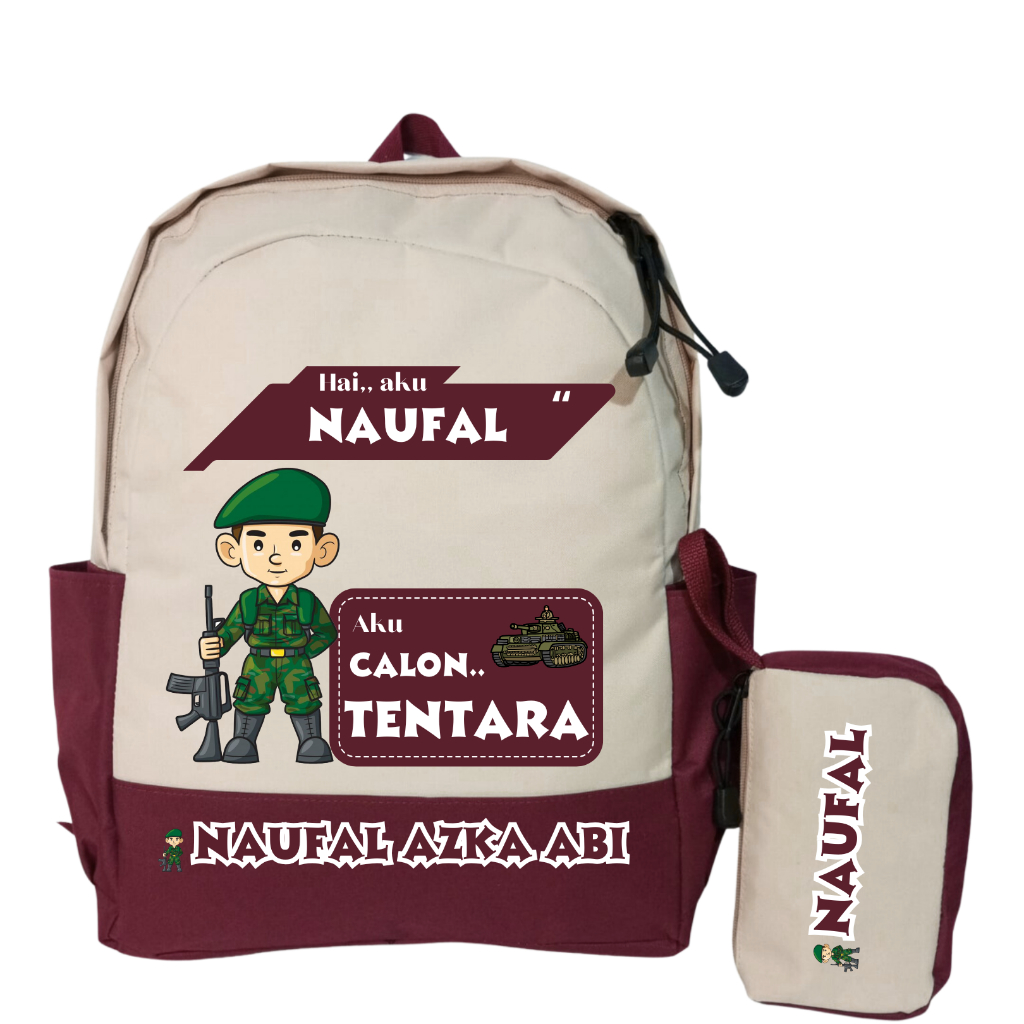 Sheku Tas Anak Lokal Tentara Untuk TK-SD Gratis Request Nama + Cita-cita Buah Hati