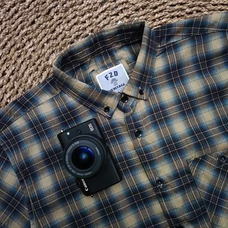 F2D Kemeja Flanel Soft Blue Premium Best Seller / flanel/hem pria/ flanel pria/ kemeja flanel/ eight