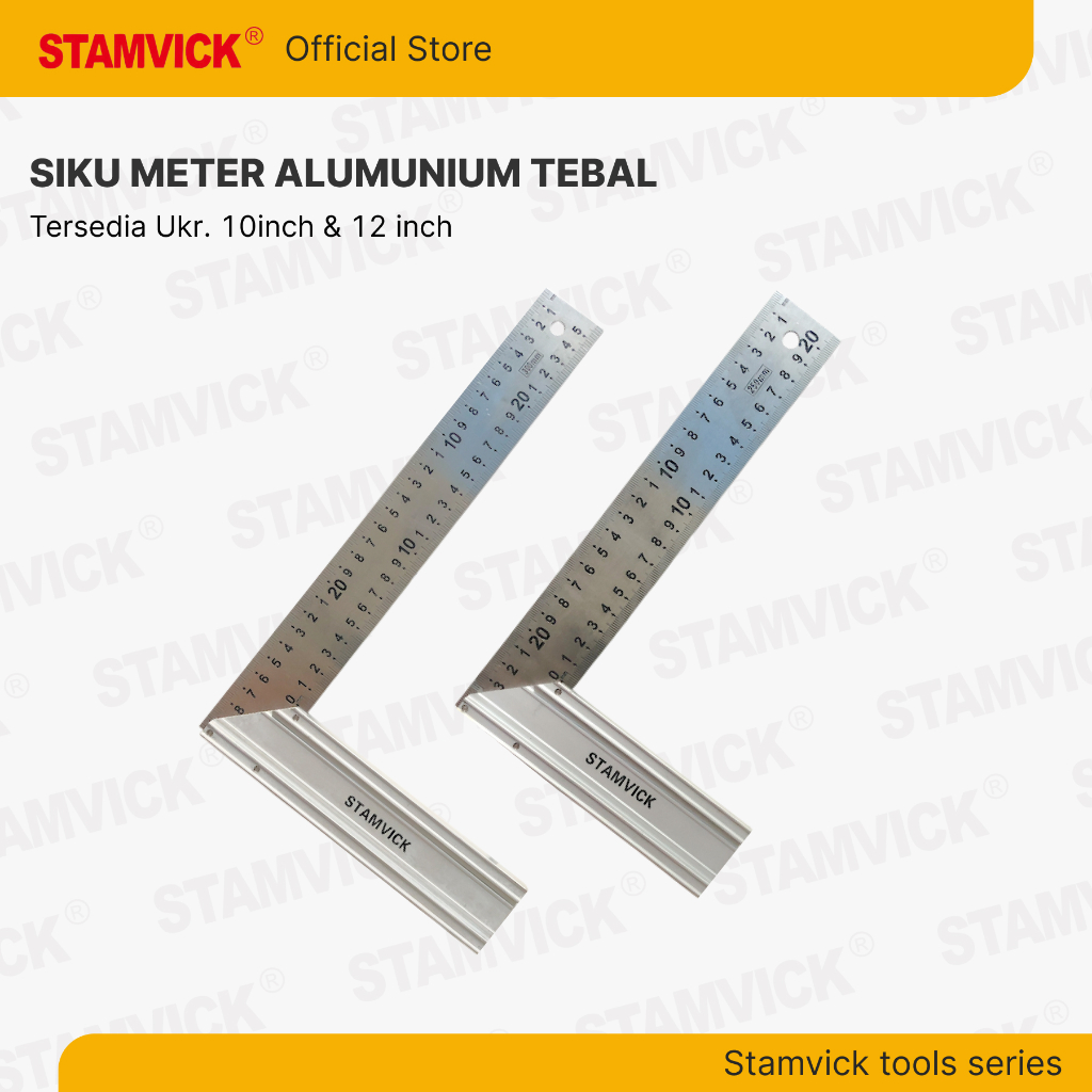 

Penggaris Siku Tukang 25cm & 30cm Stainless Gagang Aluminium Stamvick Ukuran 10 Inch & 12 Inch - Pasekon Pengaris Angle Square