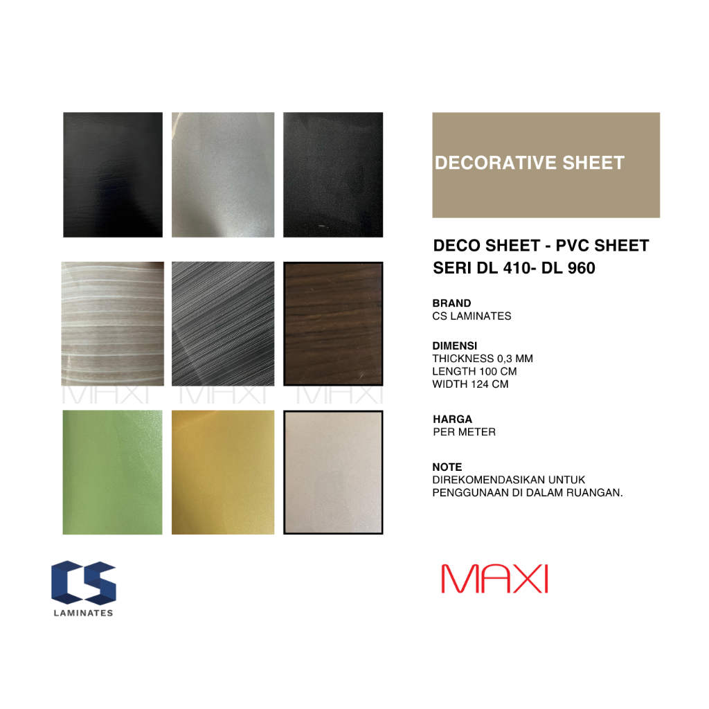 Deco Sheet PVC Sheet By CS Laminates Seri D 410- DL 960