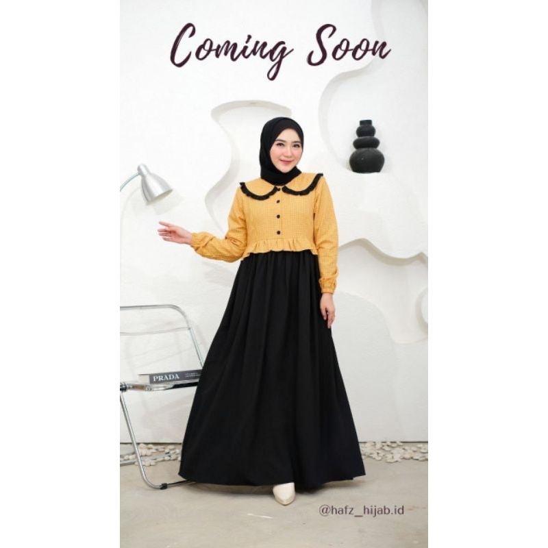 Ayunda Dress by Hafz Hijab, Black-Mustard, size XL