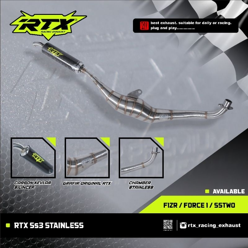 KNALPOT KOLONG SS3 ORIGINAL RTX // KNALPOT KOLONG FIZR FORCE1 F1ZR BY RTX EXHAUST