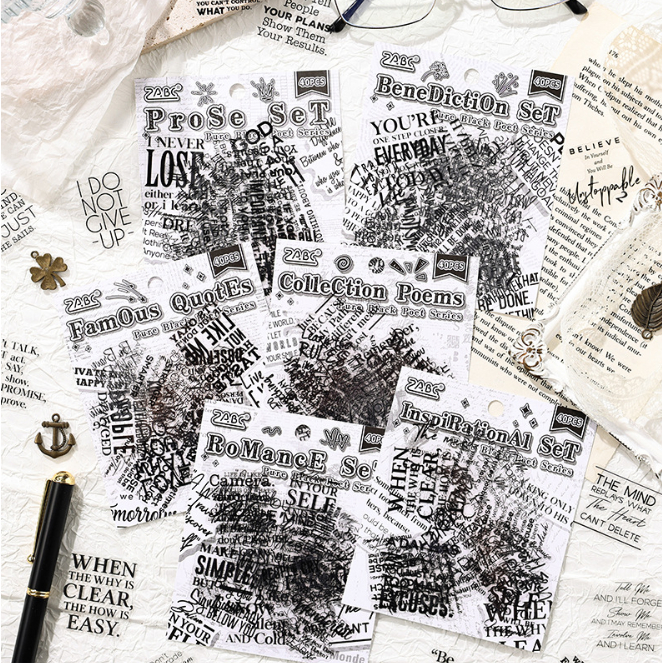 

Black Poet Stickers Set Stiker PET Sticker Creative Jurnaling Kreatif Scrapbook