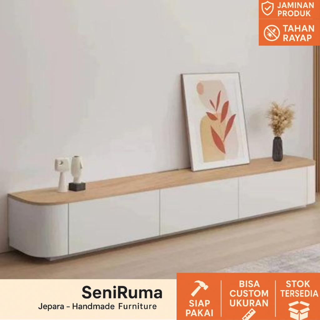 Meja Tv Minimalis Lowboard Panjang Serbaguna Bufet Penyimpanan Lantai Gantung Buffet Tempat Modern