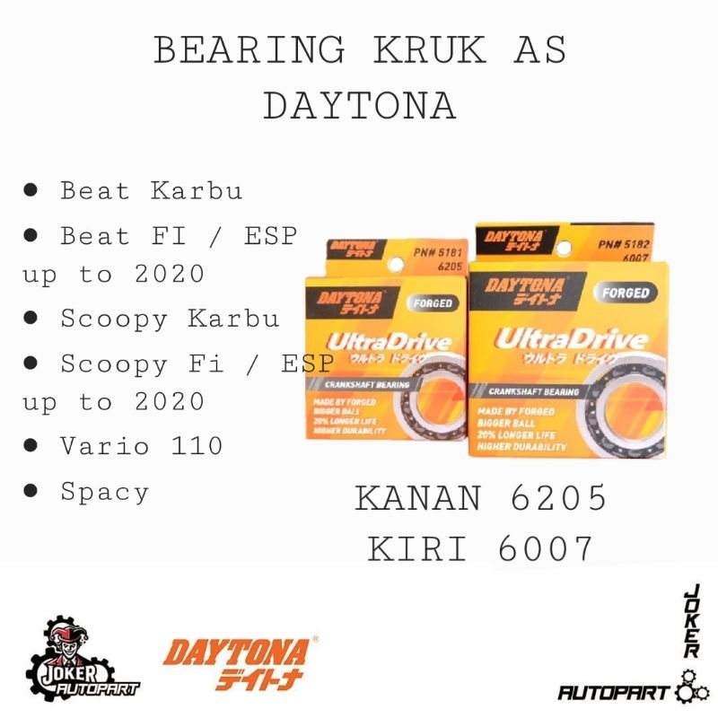 Bearing Kruk As Beat Fi Esp Scoopy Fi Esp Vario 110 Spacy Beat Karbu Scoopy Karbu Daytona Racing