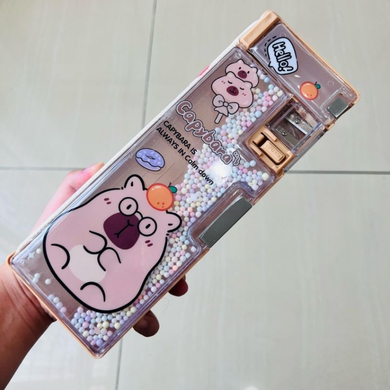 

Pencil Case/Kotak Pensil Magnet Karakter Capybara & Bubble