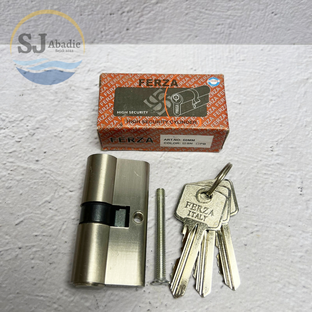 (1 PC) FERZA Cylinder Silinder Kunci Pintu Kuningan Putih / Kuning 32 x 60 mm Besar | SJ ABADIE |