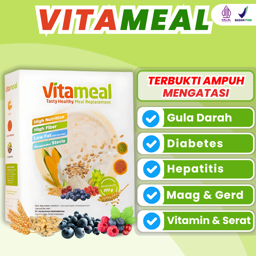 

Vitameal Gula Darah Obat Diabetes Kolesterol Hipertensi 1 Box Vitamil 100% Original