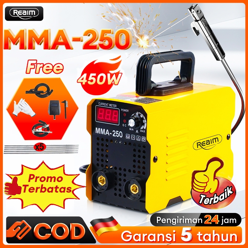 Mesin Las Inverter REAIM MMA-250 450 Watt Portable IGBT