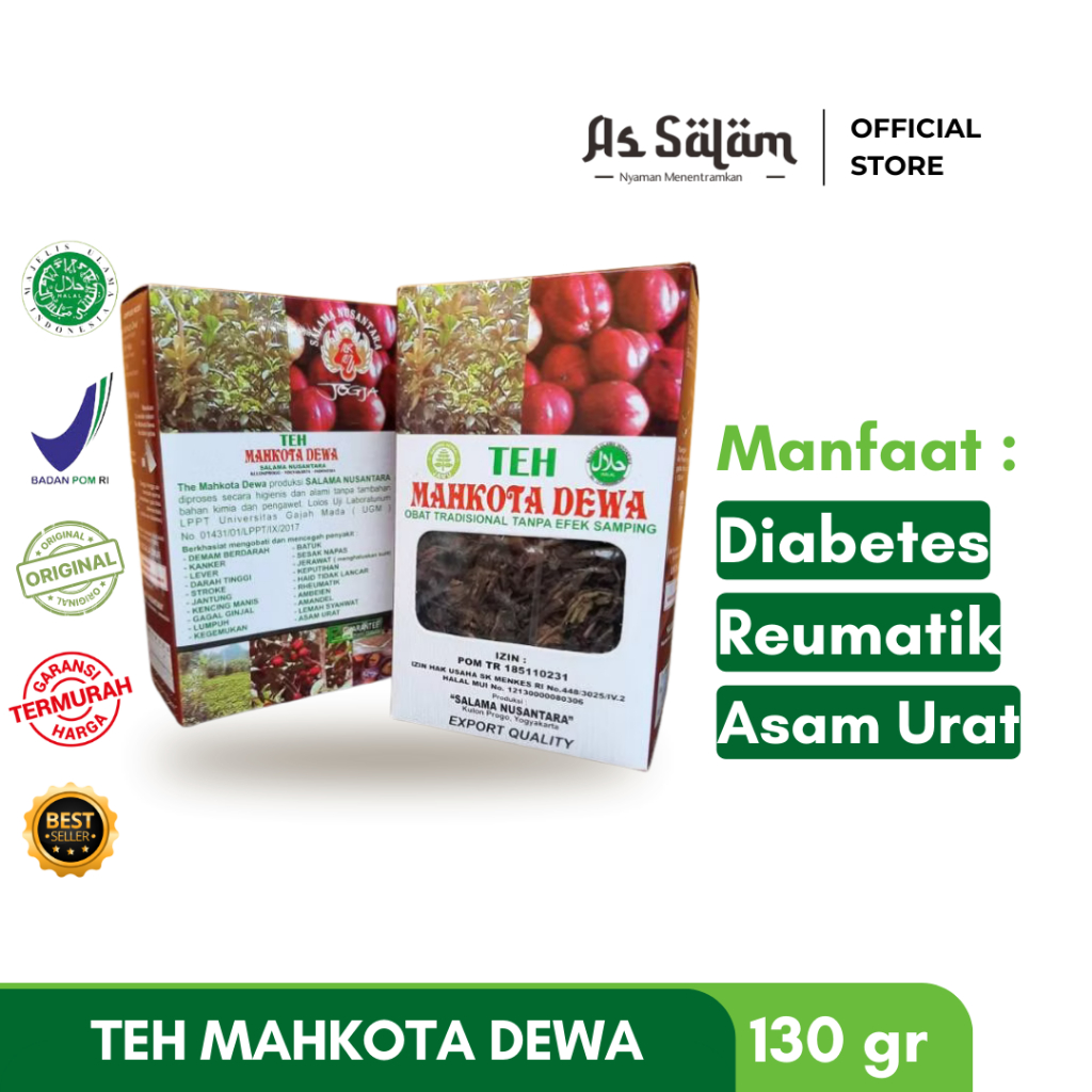 

Teh mahkota dewa untuk mengatasi segala penyakit Diabetes , Reumatik , Asam Urat - 130 gram