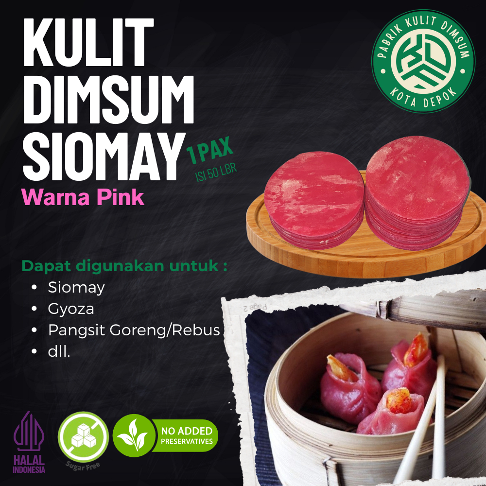 

Kulit Dimsum Gyoza Siomay Pink Isi 50lbr Lentur Halal