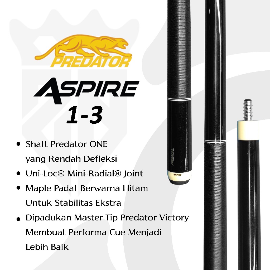 Predator Aspire 1-3 Grip Linen Play Cue Stick Low Deflection Stik Billiard | ONE Shaft Predator 12.5