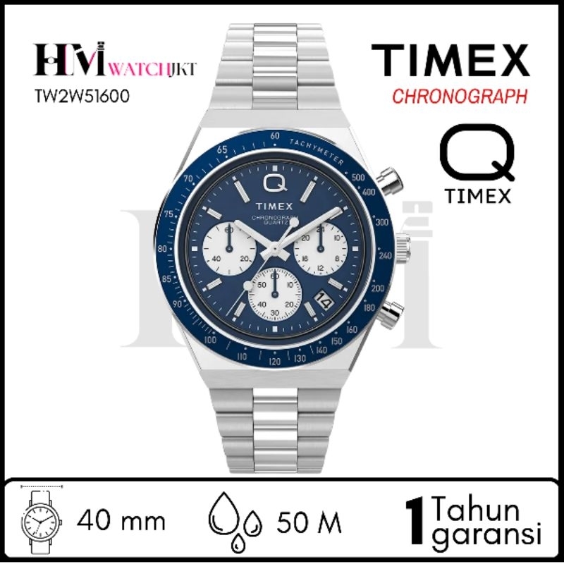 TIMEX TW2W51600 Q TIMEX Jam Tangan Pria Original Analog Chronograph Antiair
