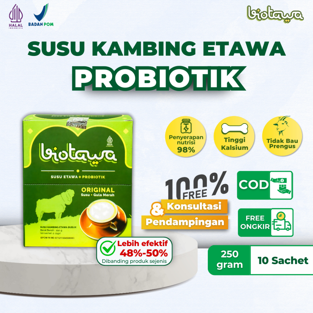 

Biotawa Susu Kambing Etawa dengan Probiotik Pertama di Indonesia - Free Konsultasi & Pendampingan