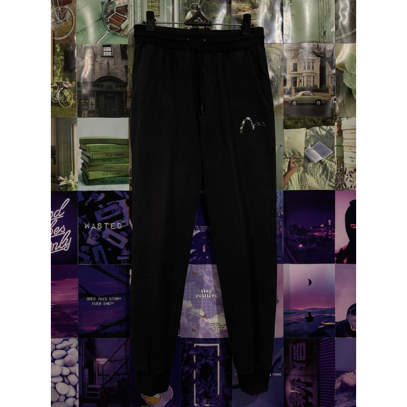 Evisu Kuro Strap Paint Jogger Pants