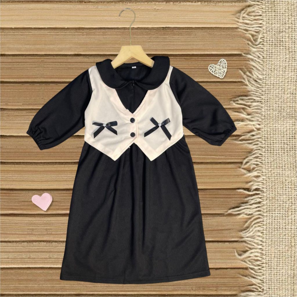 Cf Kids Gamis Anak Perempuan Rompi Putih Aksen Pita