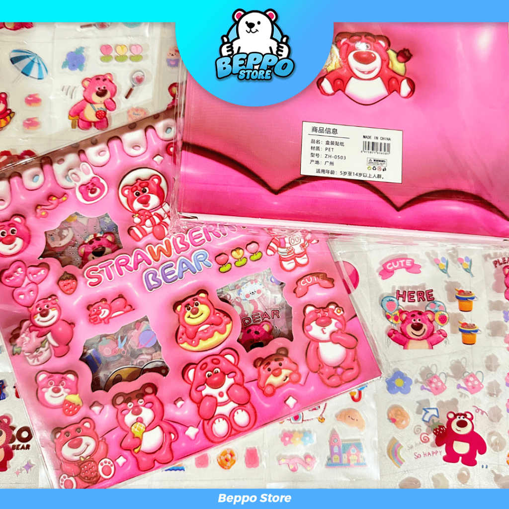 

Stiker Momo Strawberry Bear Isi 100pcs - Sticker Anak Lucu
