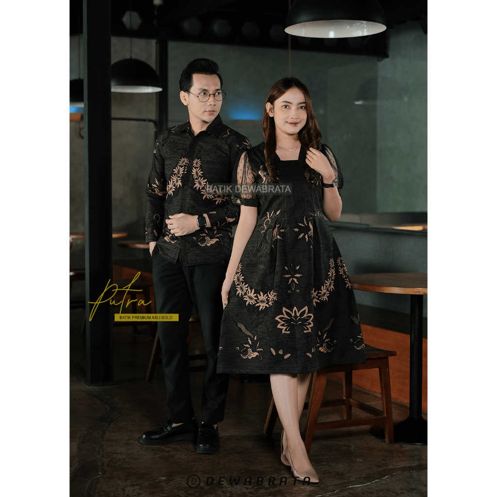 Motif Putra Batik Couple Modern Set Couple Kemeja Dress Couple Keluarga Batik Full Furing Premium