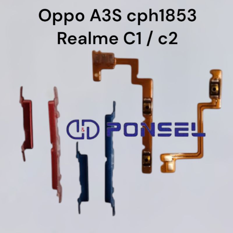 Fleksibel set tombol Luar On Off Volume Oppo A3S cph1853 / Tombol Luar On Off Volume Realme 1 2 Flex
