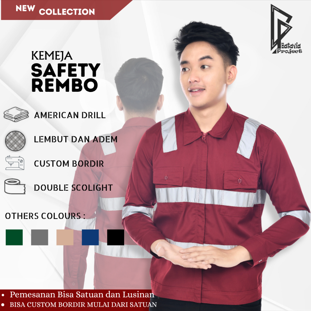 Baju Kemeja Wearpack Safety K3 Zipper Resleting - Pakaian Seragam Kerja Lapangan Tambang Proyek Kons
