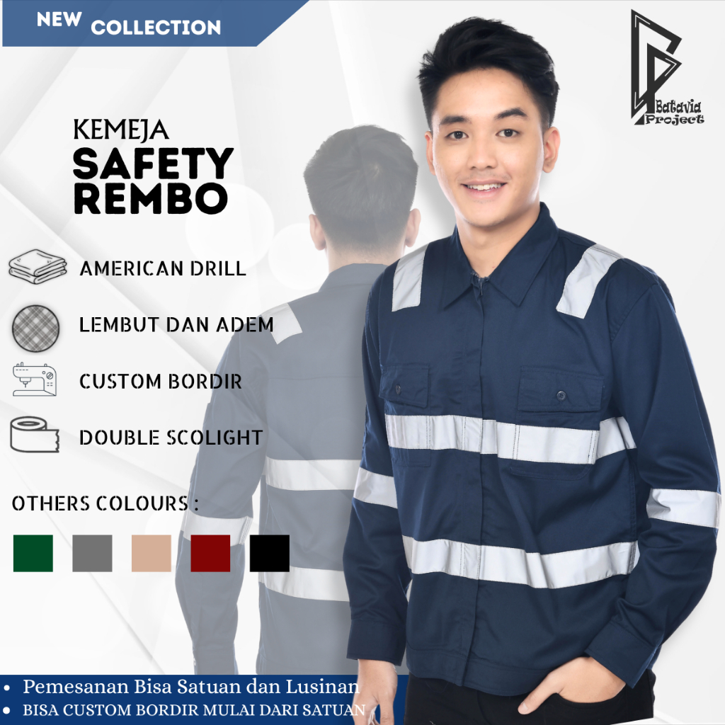 Baju Kemeja Wearpack Safety K3 Zipper Resleting - Pakaian Seragam Kerja Lapangan Tambang Proyek Kons