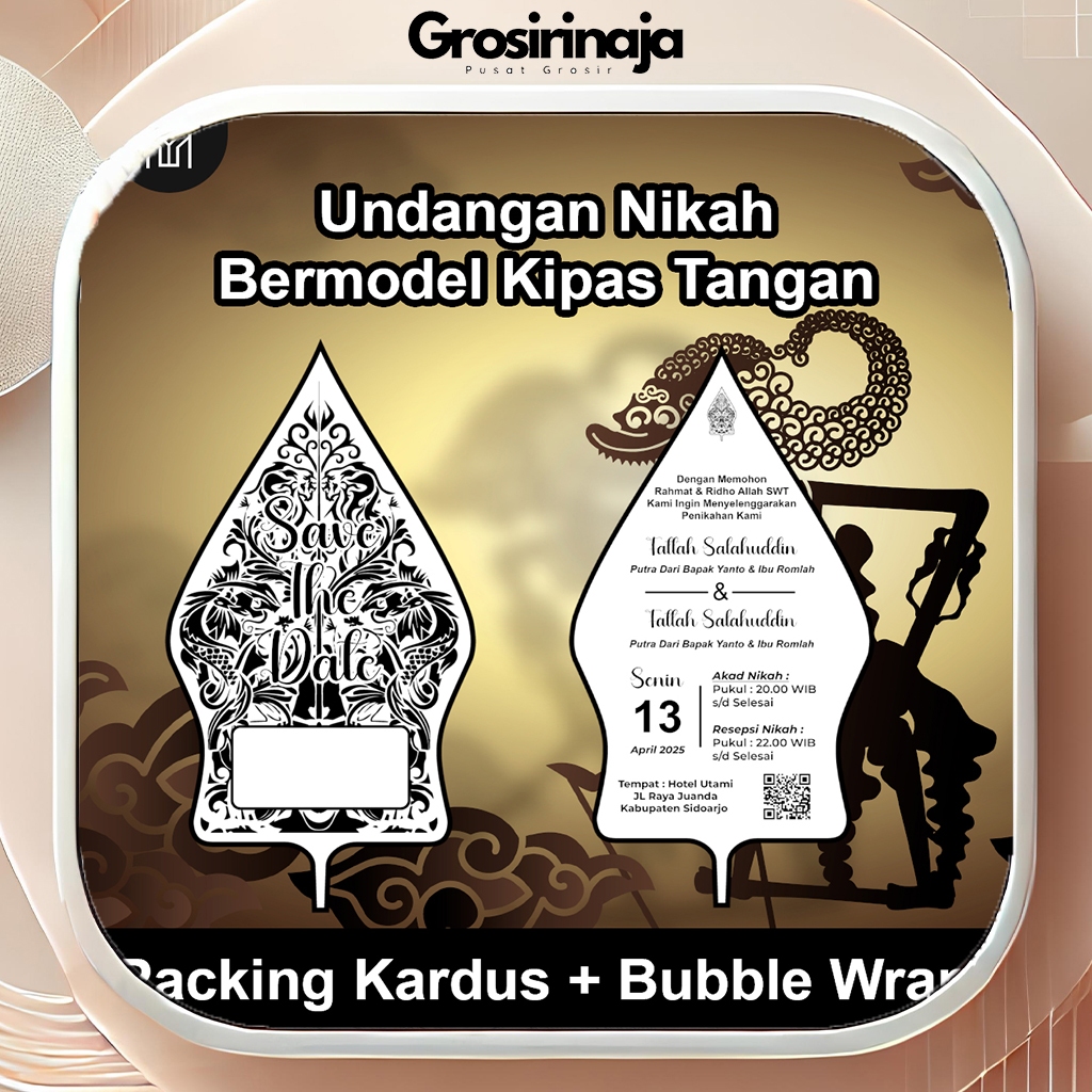 Undangan Pernikahan Kipas Wayang Elegan – Nuansa Tradisional & Modern