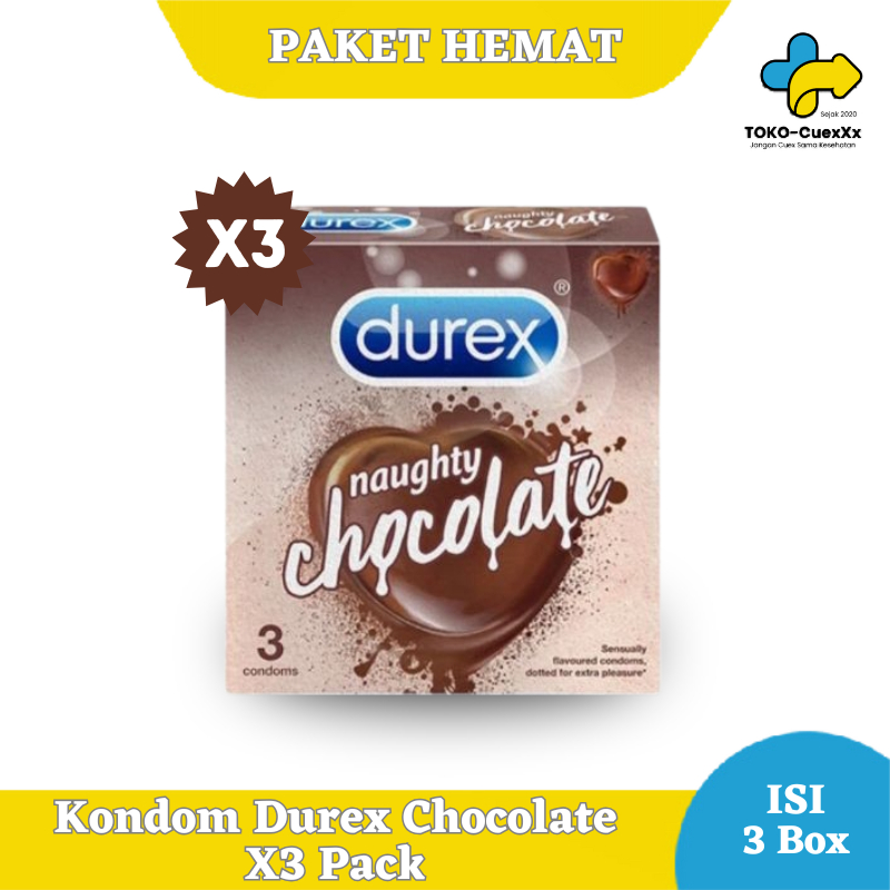 Paket X3 Kondom Durex Naughty Coklat isi 3 pcs Condom Kecil Small