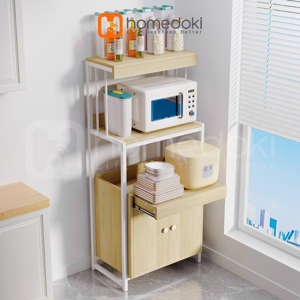 Homedoki Rak Oven Microwave / Lemari Dapur / Rak Dapur Multifungsi / Lemari Dapur Sederhana