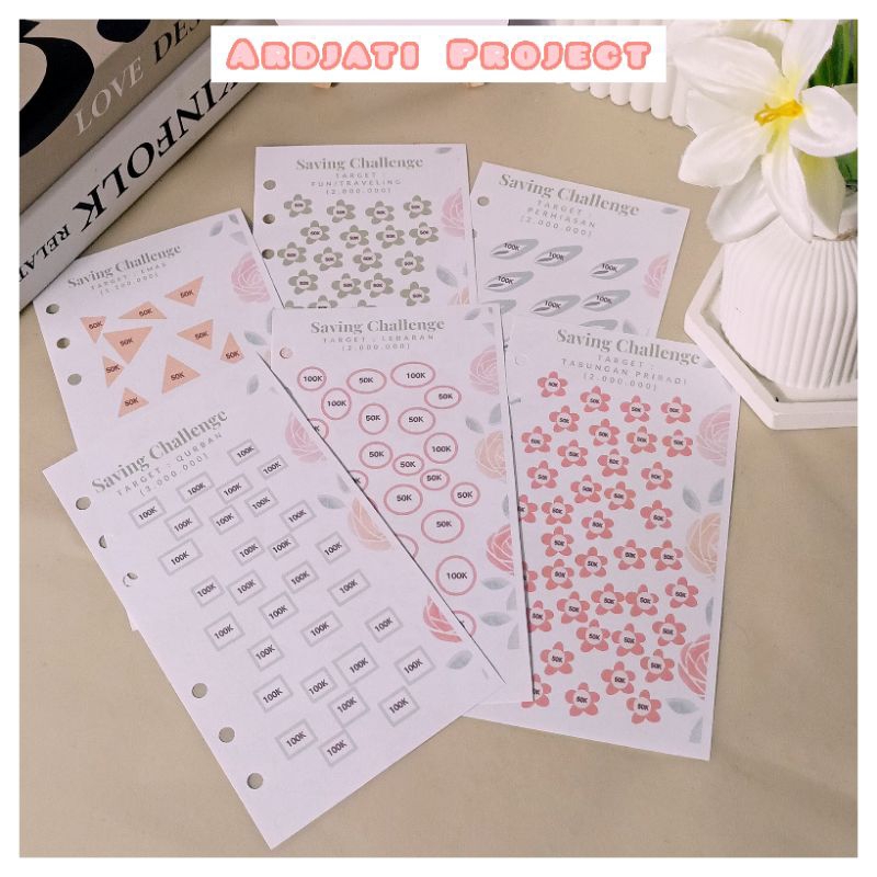 

A6/A5 Lembar Target Menabung/Saving Challenge Ardjati Loose leaf