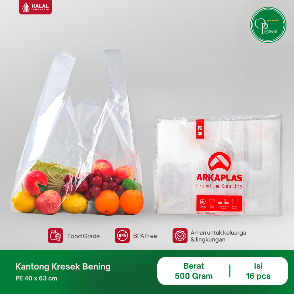 ONANNA Plastik Kantong kresek PE bening 40x63