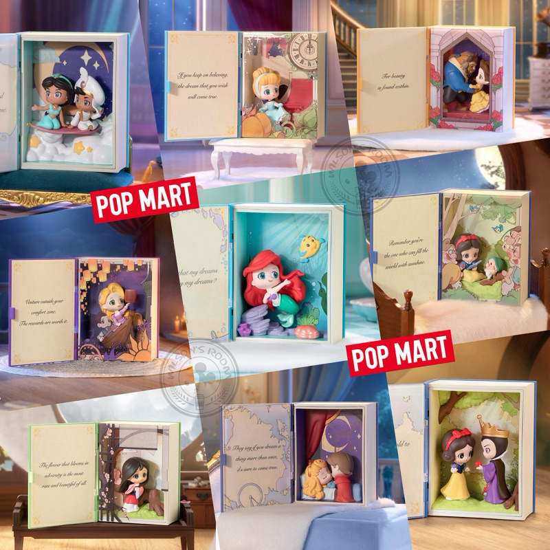 [READY STOCK] POP MART Disney Princess Fairy Tales Storybook Blind Box Snow White Cinderella Mulan R