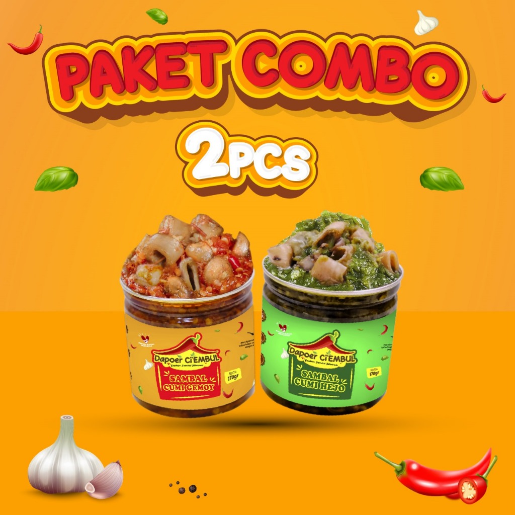 

Dapoer Ci'Embul - PAKET COMBO (Cumi Gemoy+Cumi Hejo) - 170 Gr - Sambal Kemasan