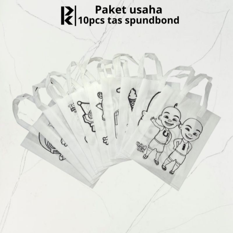 

Paket hemat grosir tas spundbond lukis karakter isi 10pcs