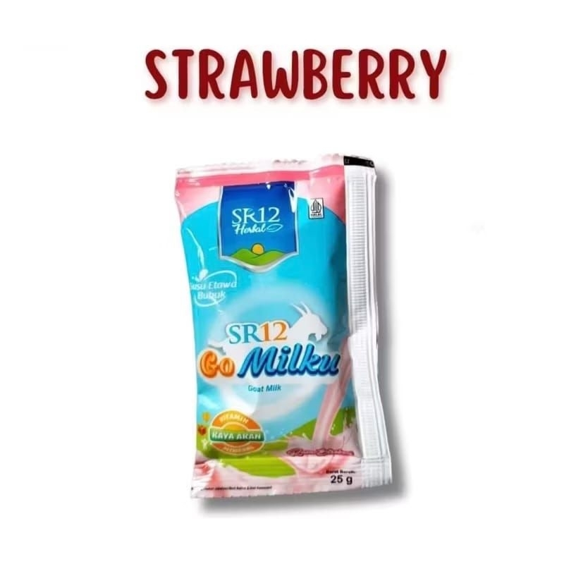 

Go milku SR12 sachet stroberi pouch isi 40pcs susu kambing etawa premium meningkatkan kesehatan tubuh sr12
